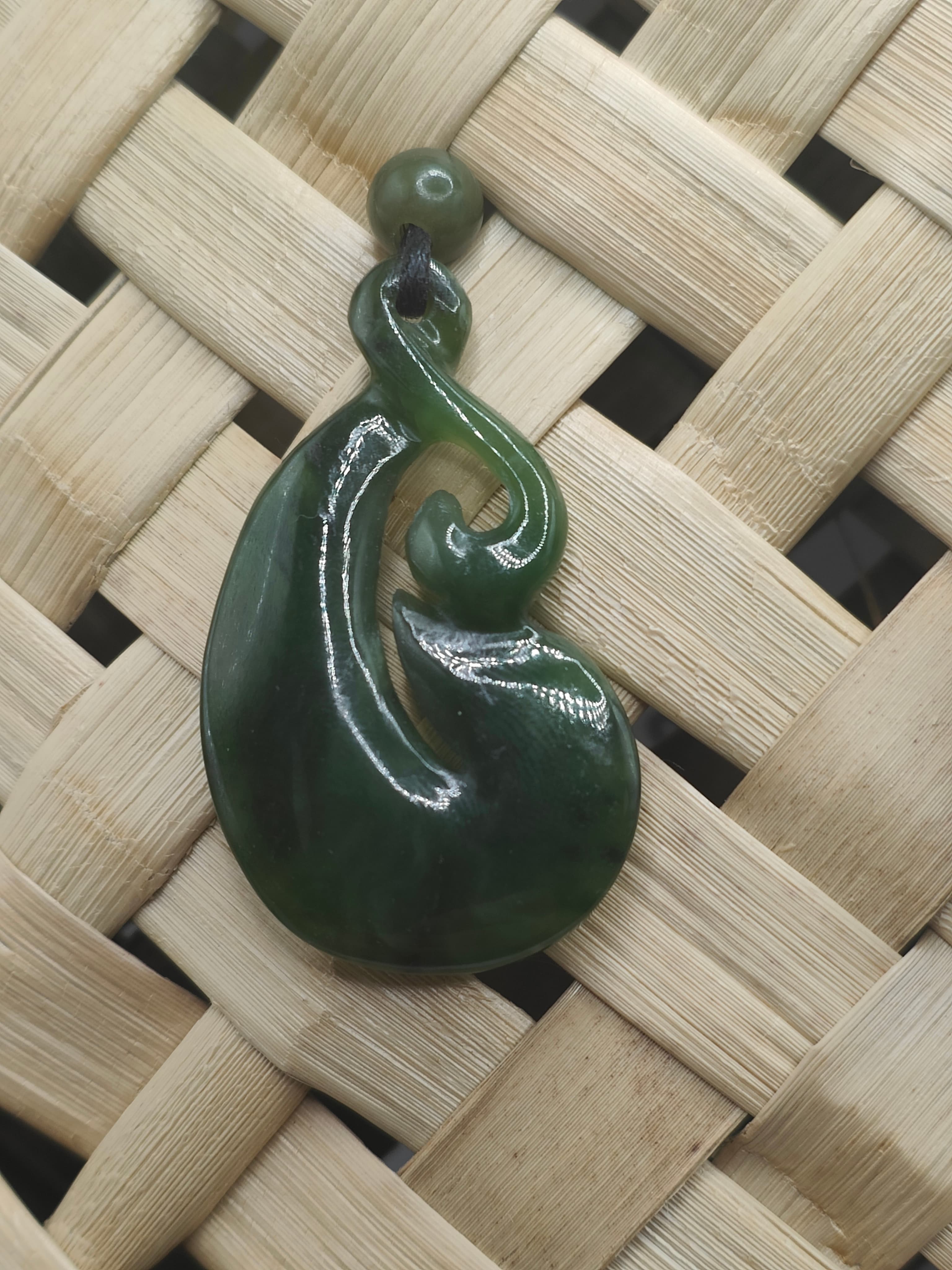carved jade fish hook Hei Matau/Fish Hook B