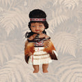 Māori Doll - 20cm Wahine Full Feather Cloak with Poi