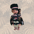 Māori Doll - 20cm Wahine Full Feather Cloak Piupiu Skirt with Baby