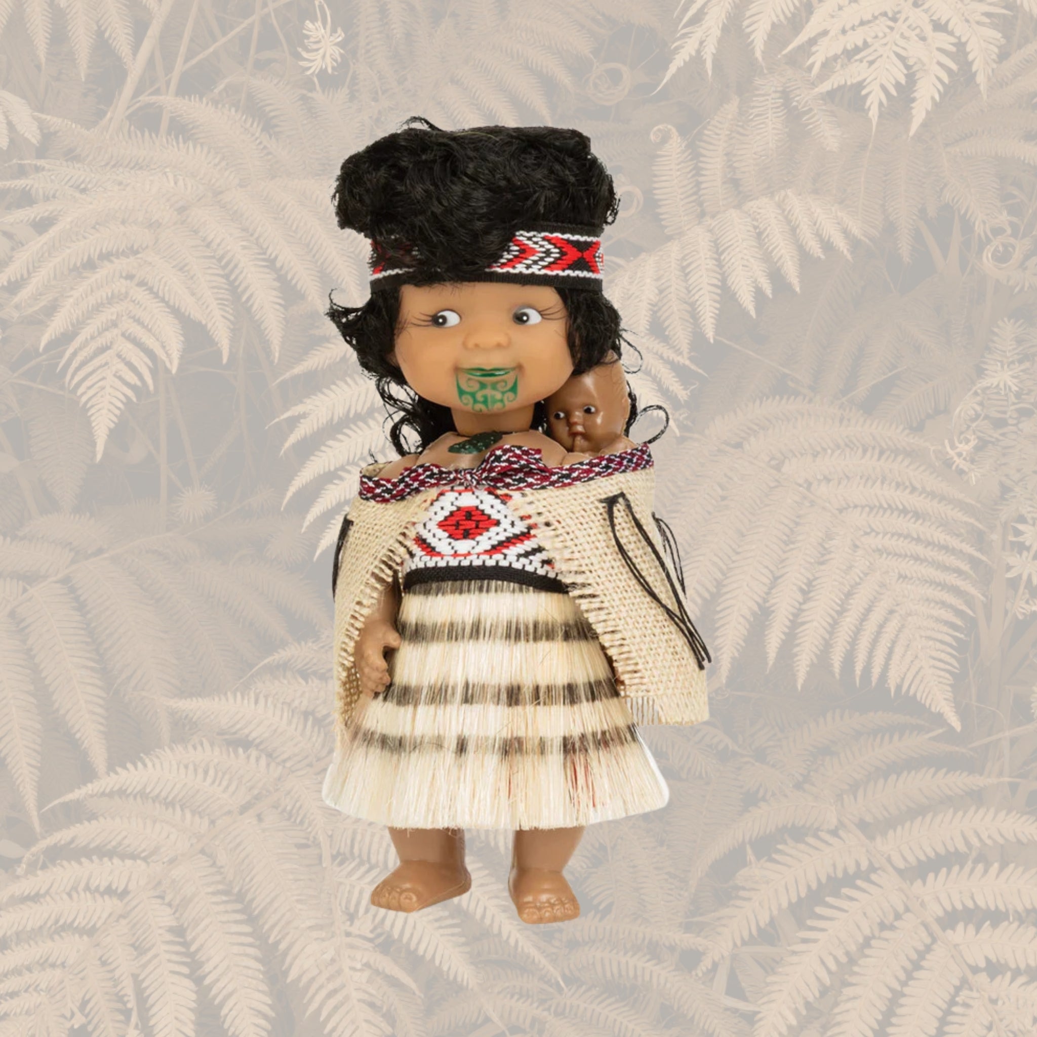 Māori Doll - 20cm Wahine Tassel Cloak with Baby