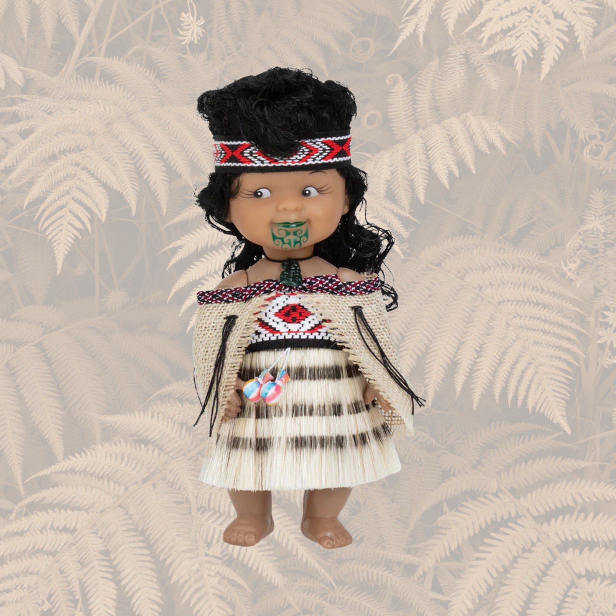 Māori Doll - 20cm Wahine Woven Cloak with Poi