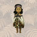Māori Doll - 27cm Wahine Full Feather Cloak Piupiu Skirt with Poi