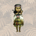 Māori Doll - 27cm Wahine Full Feather Cloak Piupiu Skirt with Baby