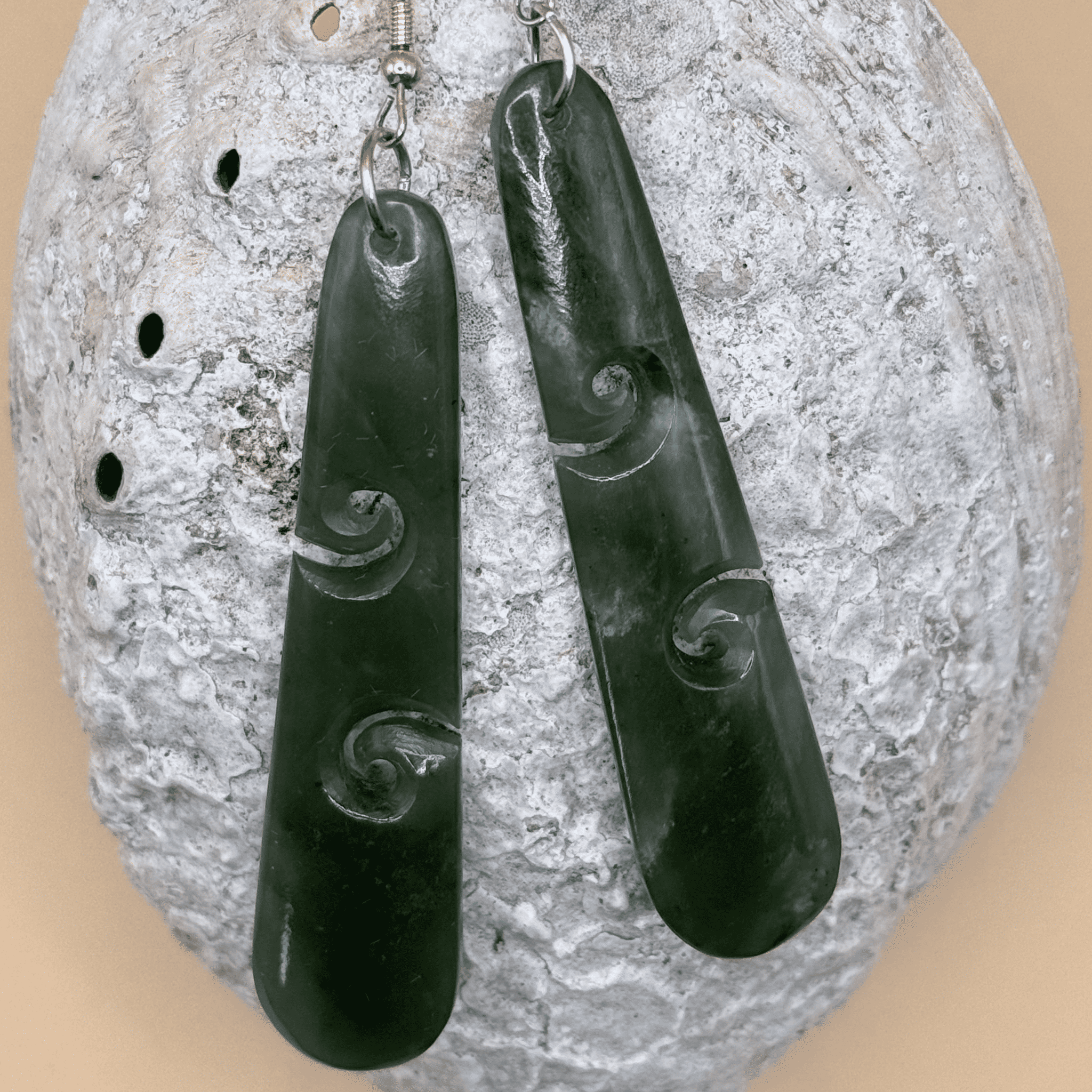 Jade / Pounamu Double Koru Earrings