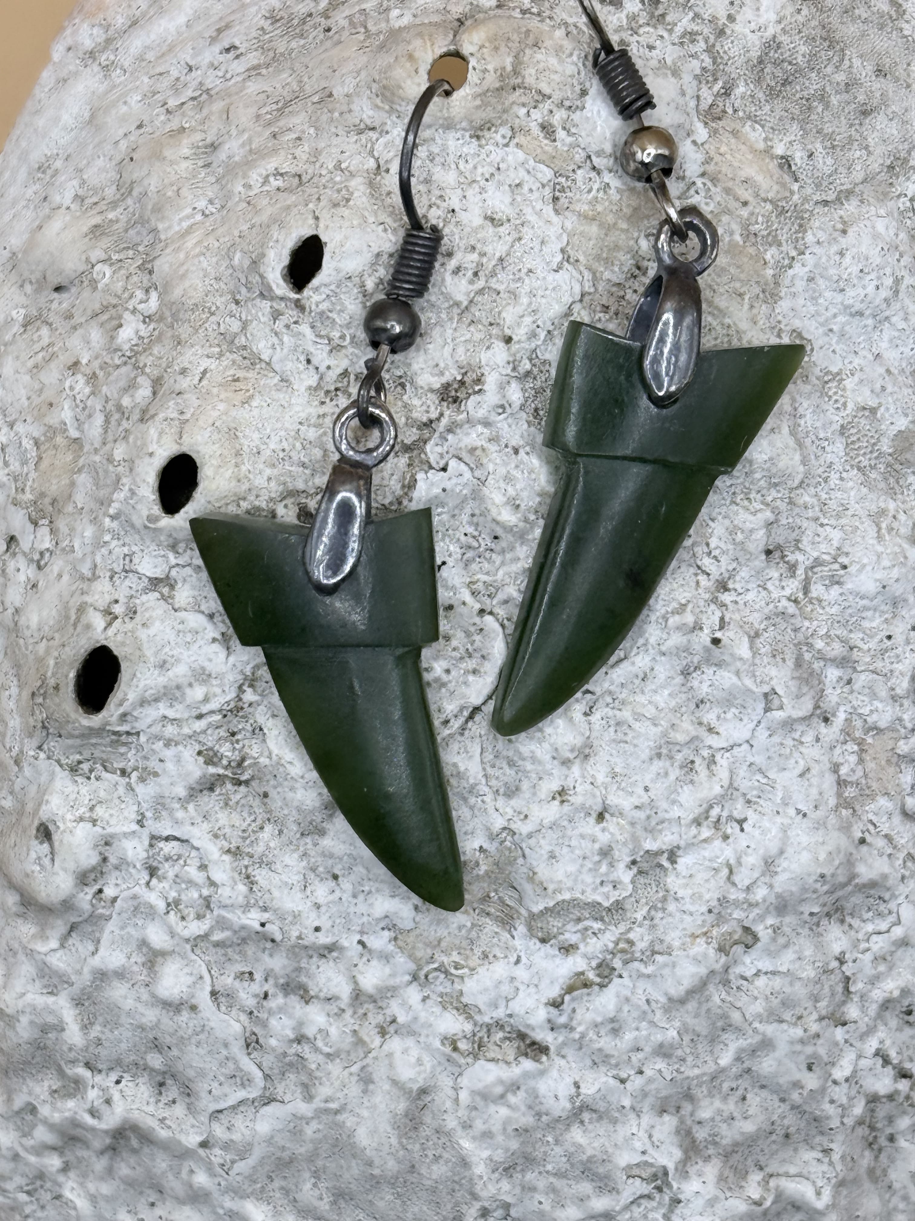 Jade / Pounamu Niho Earrings