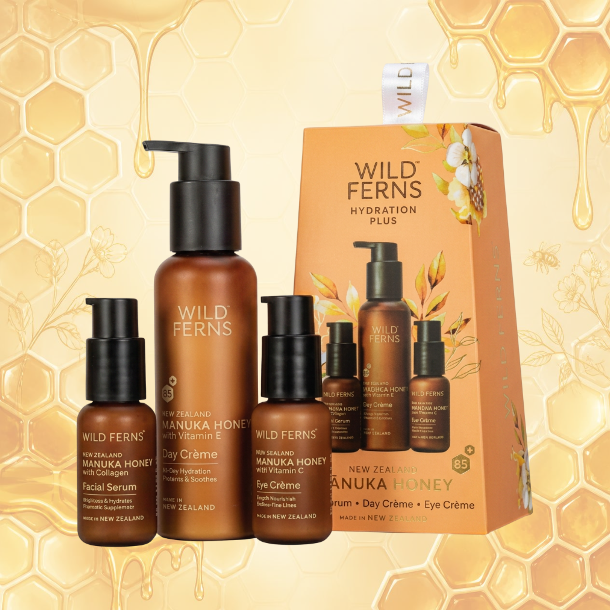 Mānuka Honey Gift Set - Hydration Plus w/MHEC | 30ml, MHFSE | 30ml, MHDC | 120ml