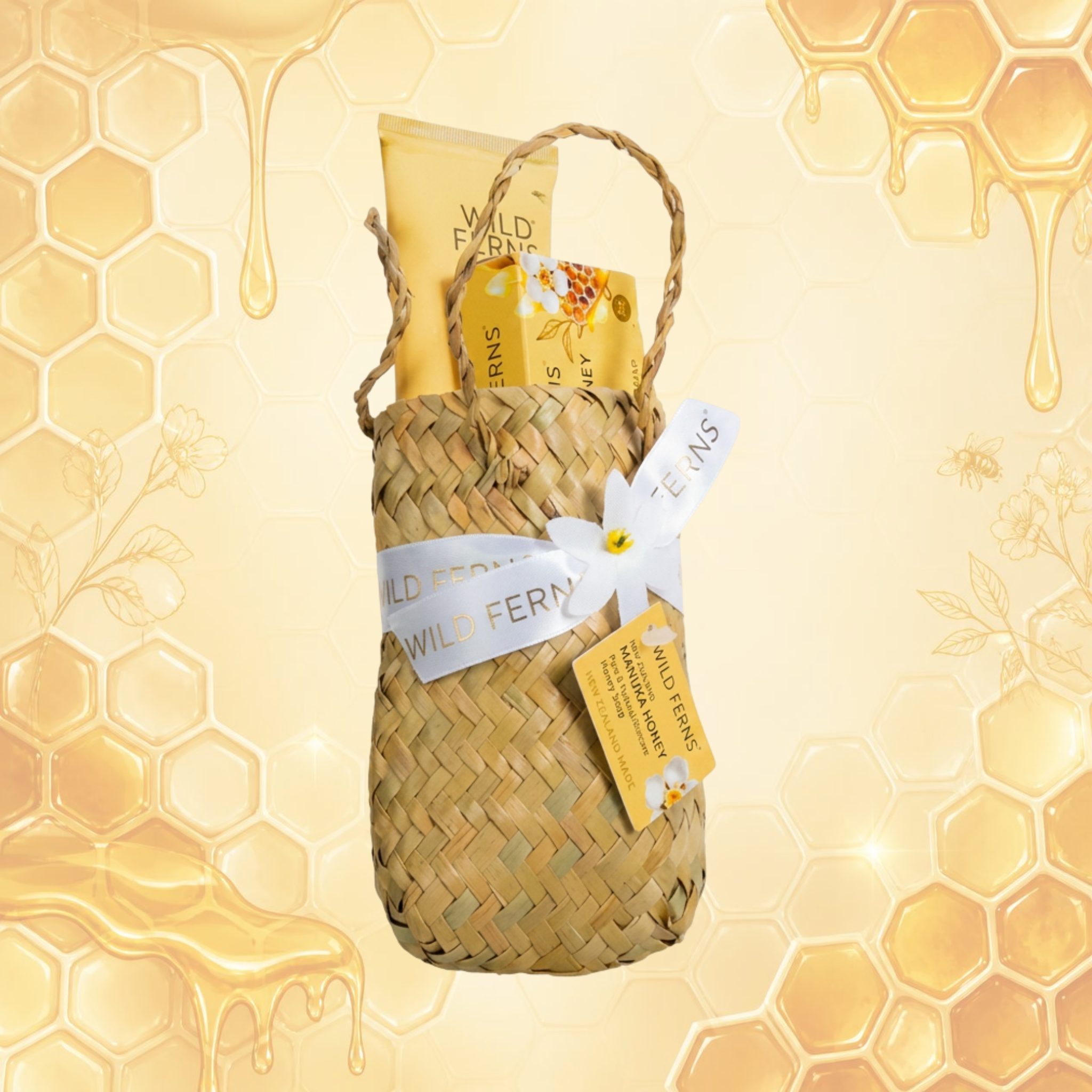 Woven Basket Mānuka Honey w/MHHN | 80ml & MHGS | 40g